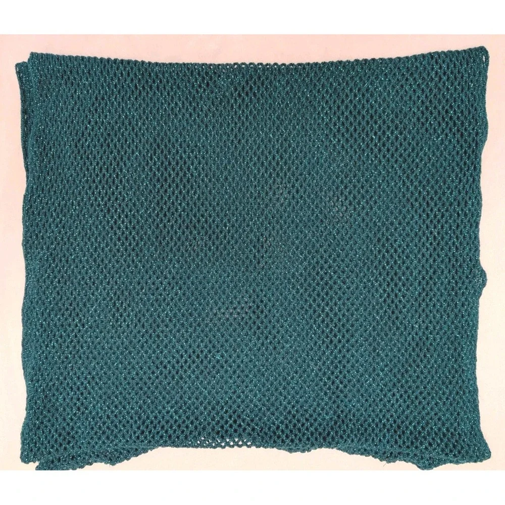 Cejon Infinity Scarf Teal‎ Metallic Loose Weave New Sparkle Festive